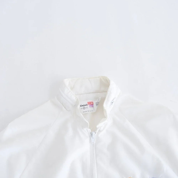 Vintage 80 King Louie Pro Fit White Ford Zip Up Hidden Hood Windbreaker Jacket M - Picture 10 of 11